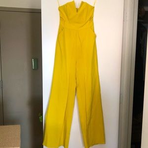 Yellow Wide-leg Jumpsuit, strapless